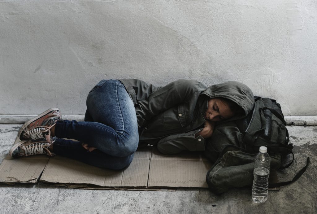 A homeless woman in Kensington struggling with opioid addiction